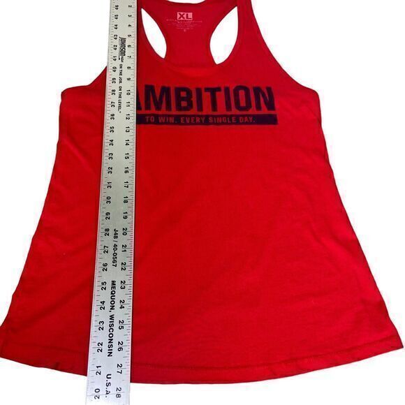 WOMENS IDEOLOGY Ambition To Win‎ Every Single Day Red YOGA FITNESS Tank Top XL - Picture 7 of 7